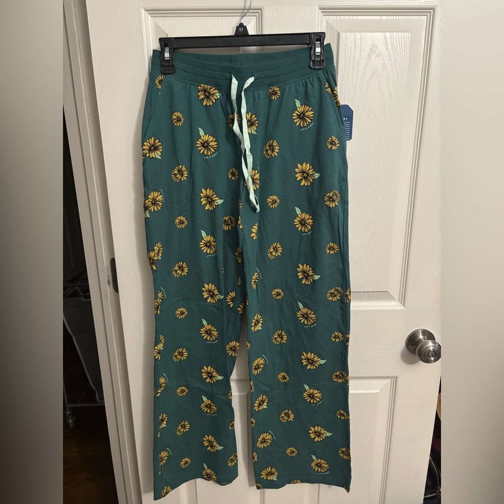 NEW Life is Good | Teal Pajama‎ Bottoms Yellow Daisies Sz XS